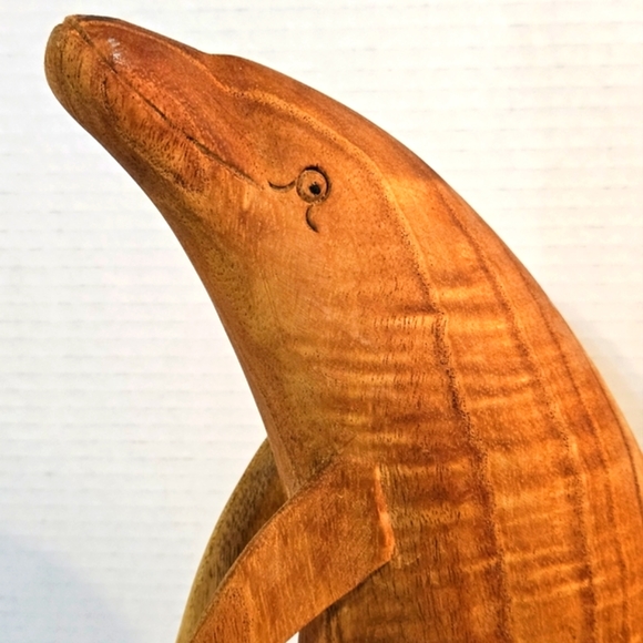 Wooden Handcrafted Decorative Figurine Dolphin Sculpture - Picture 3 of 14